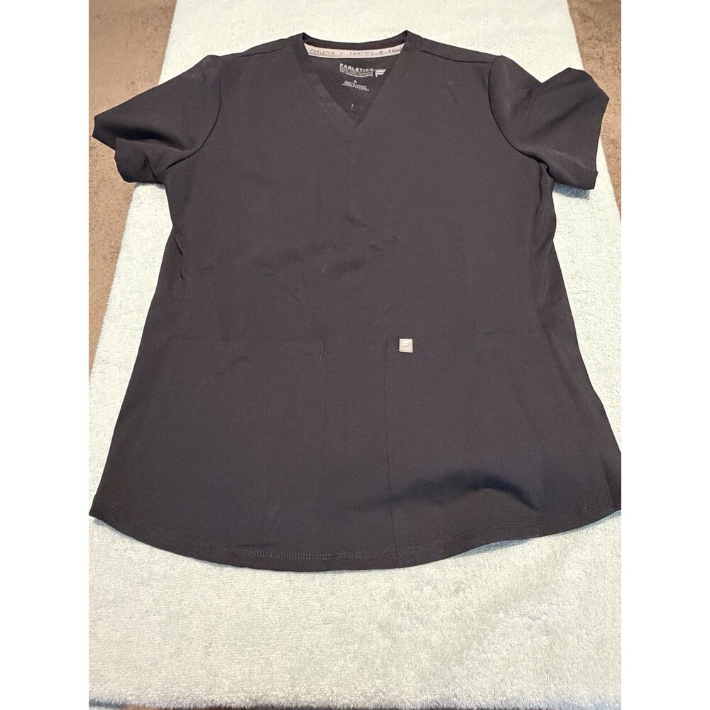 Fabletics Womens Scrub Top Small Black V Neck Medical Healthcare Uniform NWOT